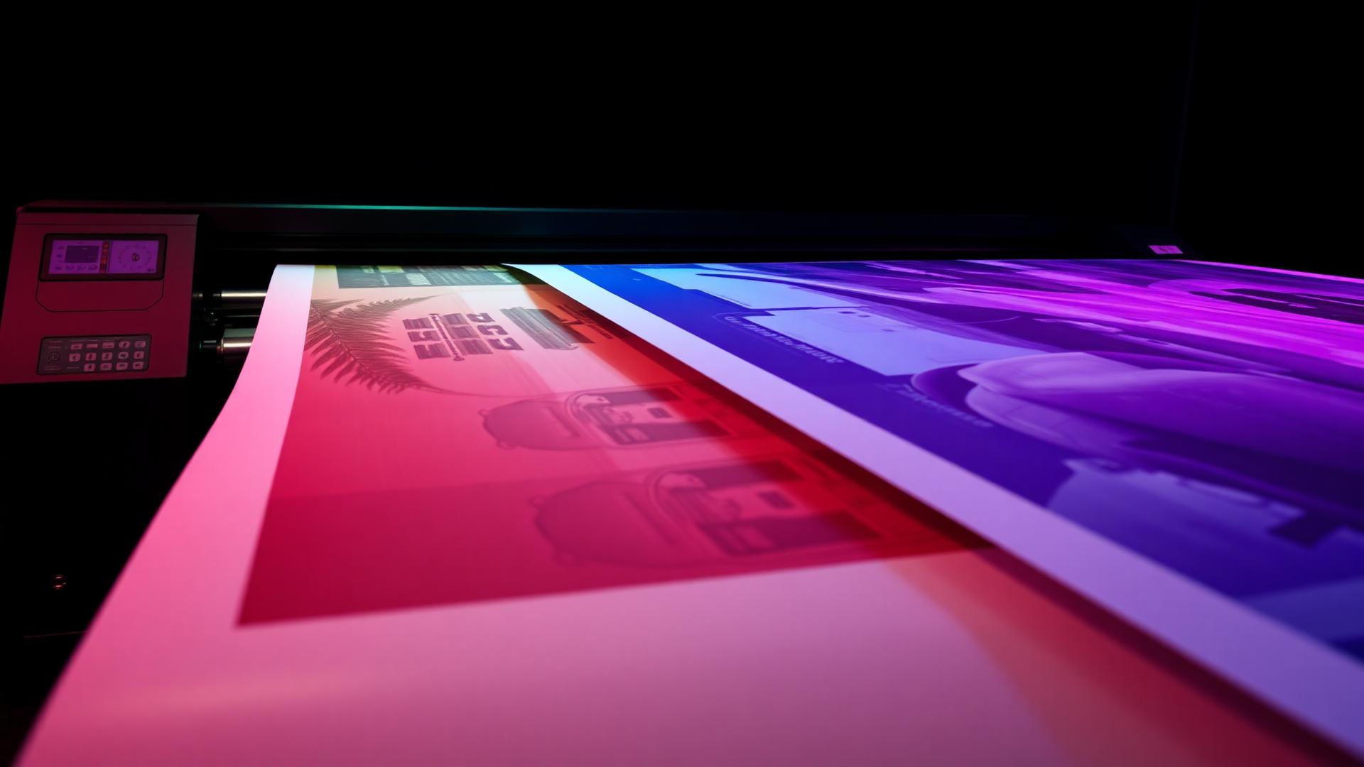 Commercial large format printer producing vibrant prints